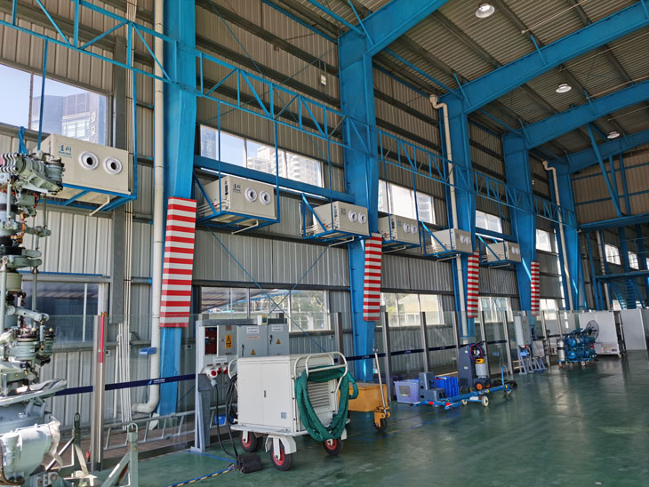 飛機維修機庫降溫安裝蒸發冷省電空調-臥式射流機